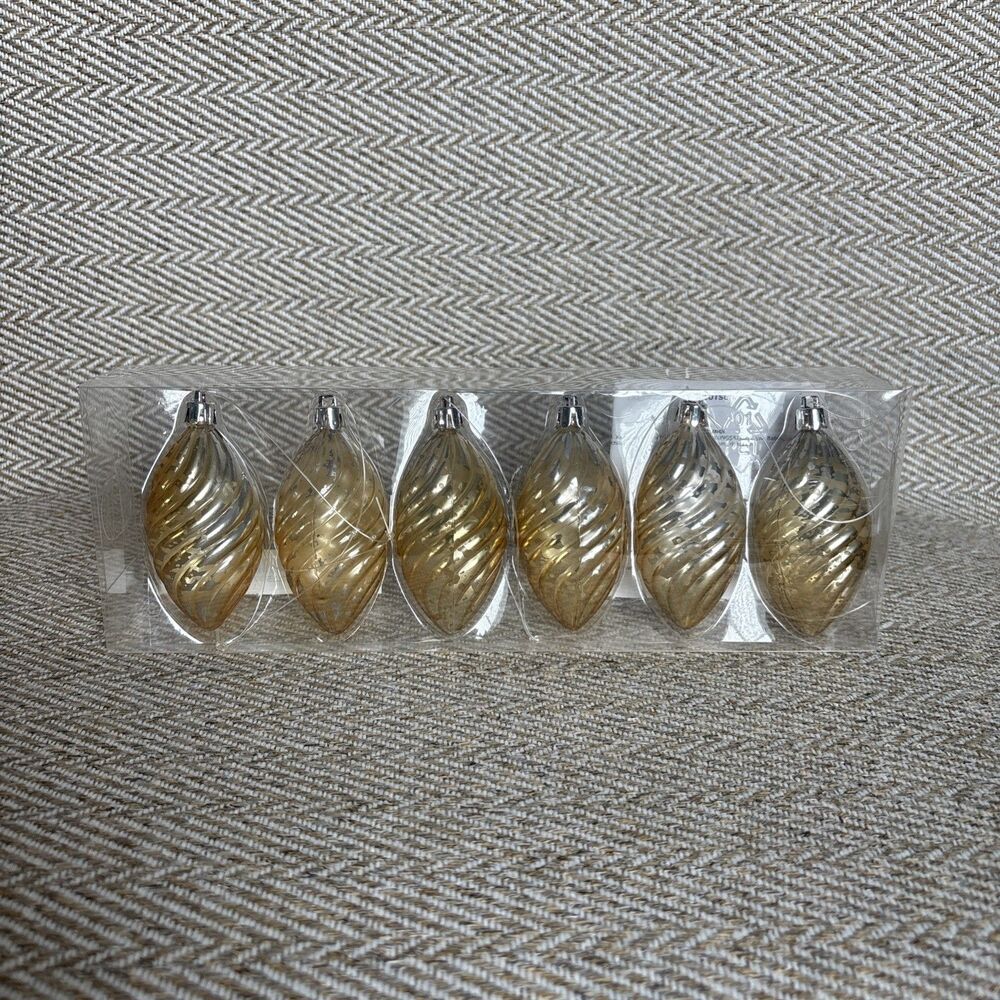 New IKEA  Christmas Ornament Set Of 6‎ Iridescent Gold